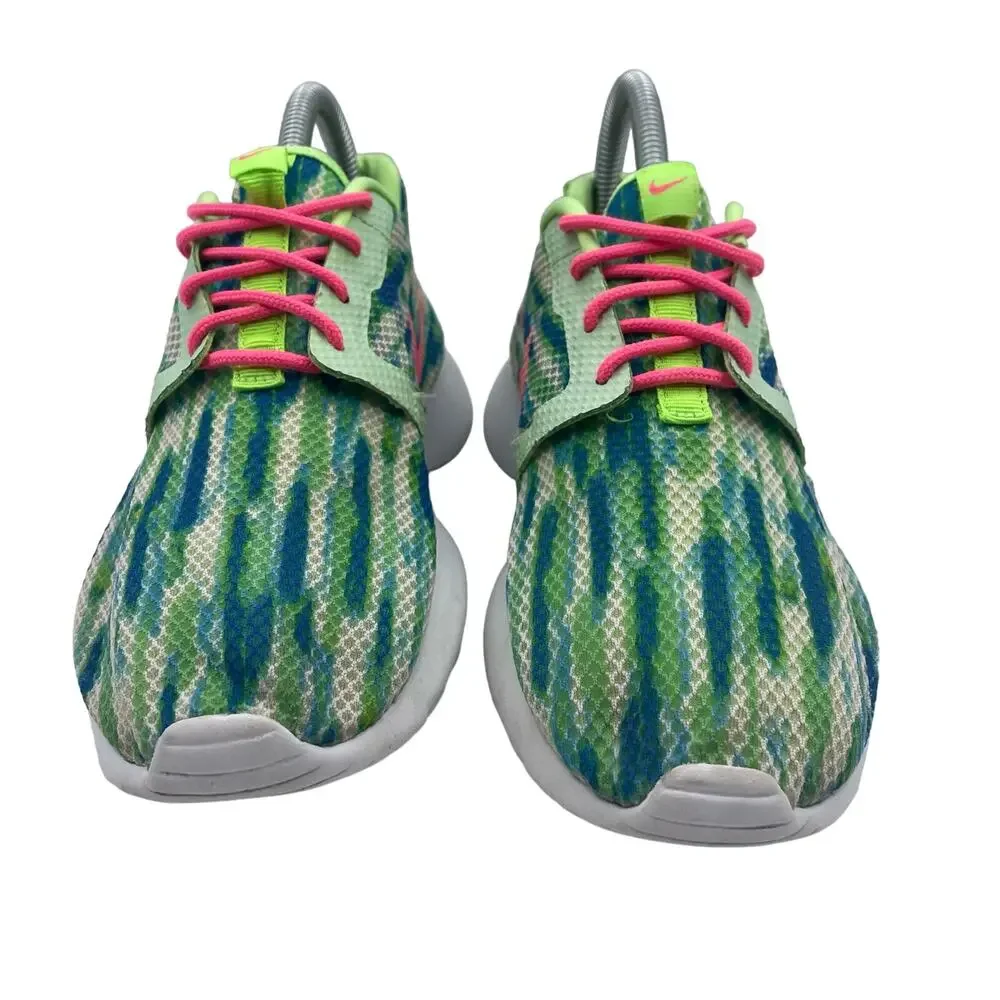 Nike Rosherun Flight Weight Running Shoes Pink Green Girls Youth 4.5